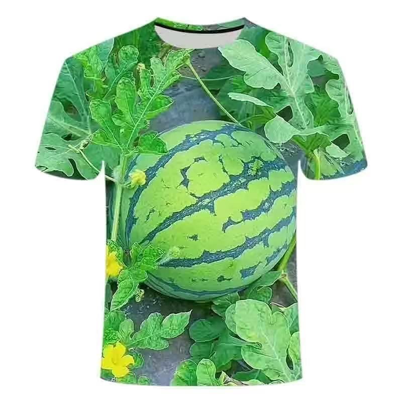 3D Watermelon Print Unisex Summer Casual Graphic T-Shirt