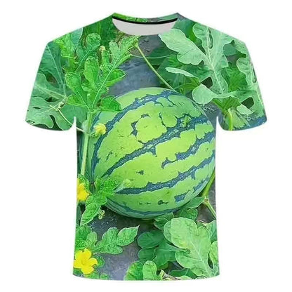 3D Watermelon Print Unisex Summer Casual Graphic T-Shirt