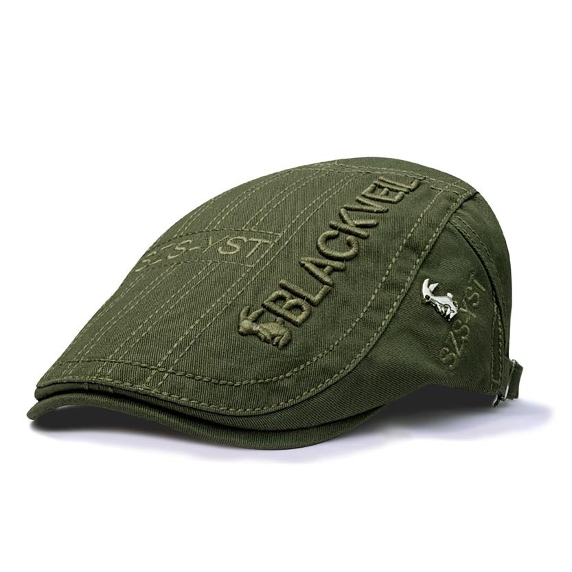 Embroidered Adjustable Flat Cap for Men