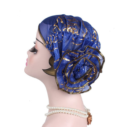 🌹Rose Floral Turban Cap | Pre-Styled Flower Headwrap