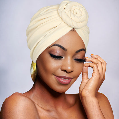 🌹 Pre-Tied Rosette Turban Cap | Effortless Headwrap Style