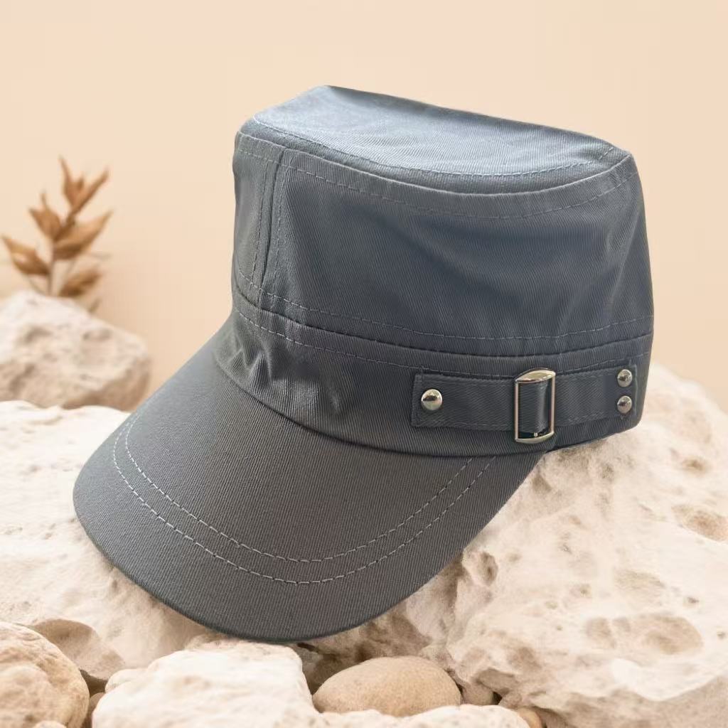 Adjustable Cotton Military Cadet Cap Flat Top Sun Hat for Men Women