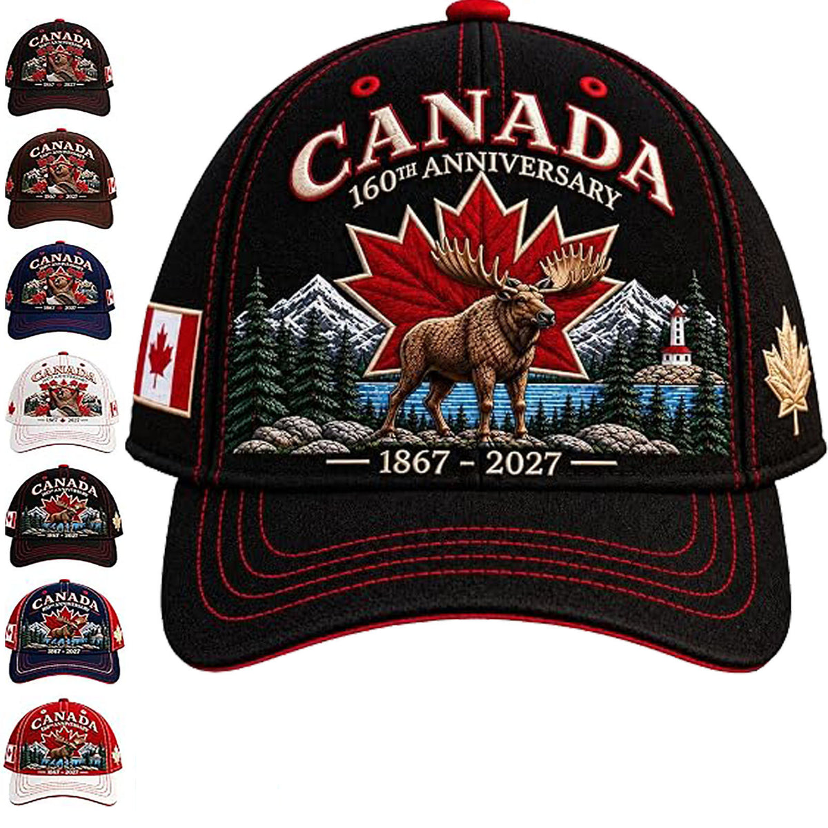 🇨🇦 2027 Canada 160th Anniversary Embroidered Baseball Cap | 1867–2027 Commemorative Hat