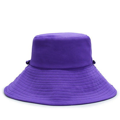 Wide Brim Sun Bucket Hat Adjustable Drawstring UV Protection Outdoor Beach Fishing Hat