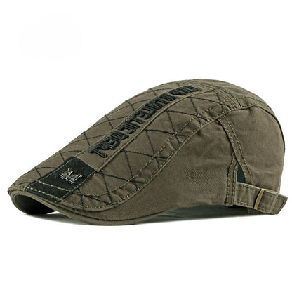 Washed Cotton Vintage Flat Cap — Adjustable Fit.