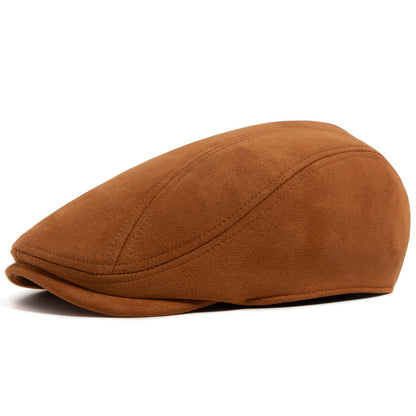 Men's Vintage Suede-Look Flat Cap – Classic Ivy Hat for Fall & Winter