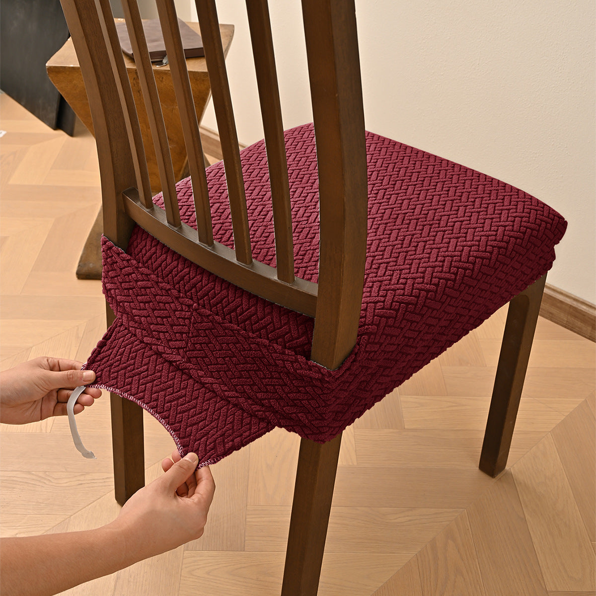 Stretch Jacquard Dining Chair Seat Cover | Dual Elastic Fit
