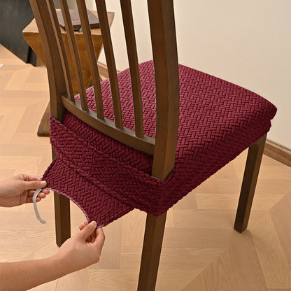 Stretch Jacquard Dining Chair Seat Cover | Dual Elastic Fit