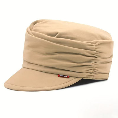 Womens Ruched Slouchy Newsboy Cap Soft Brimmed Beanie Hat