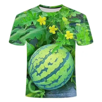 3D Watermelon Print Unisex Summer Casual Graphic T-Shirt