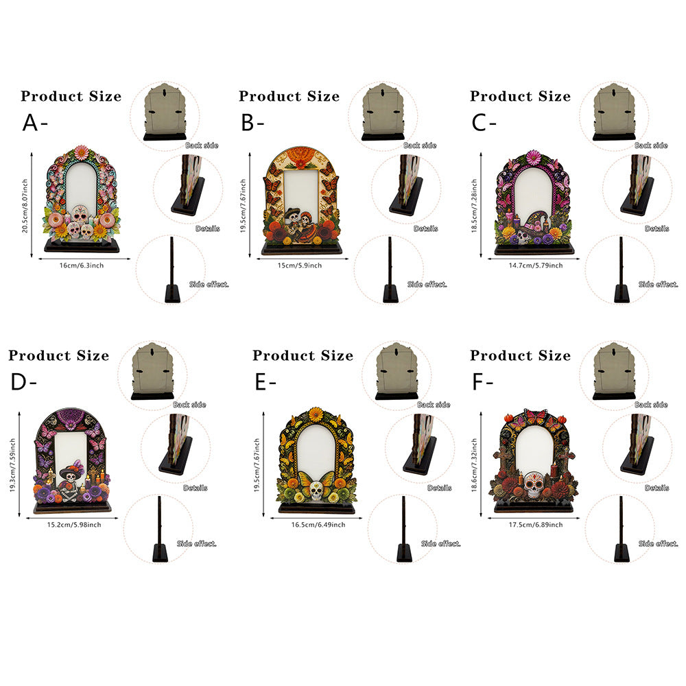 Sugar Skull Day of the Dead Wooden Photo Frame