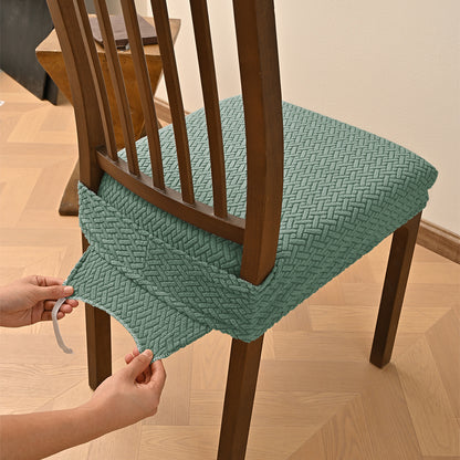 Stretch Jacquard Dining Chair Seat Cover | Dual Elastic Fit