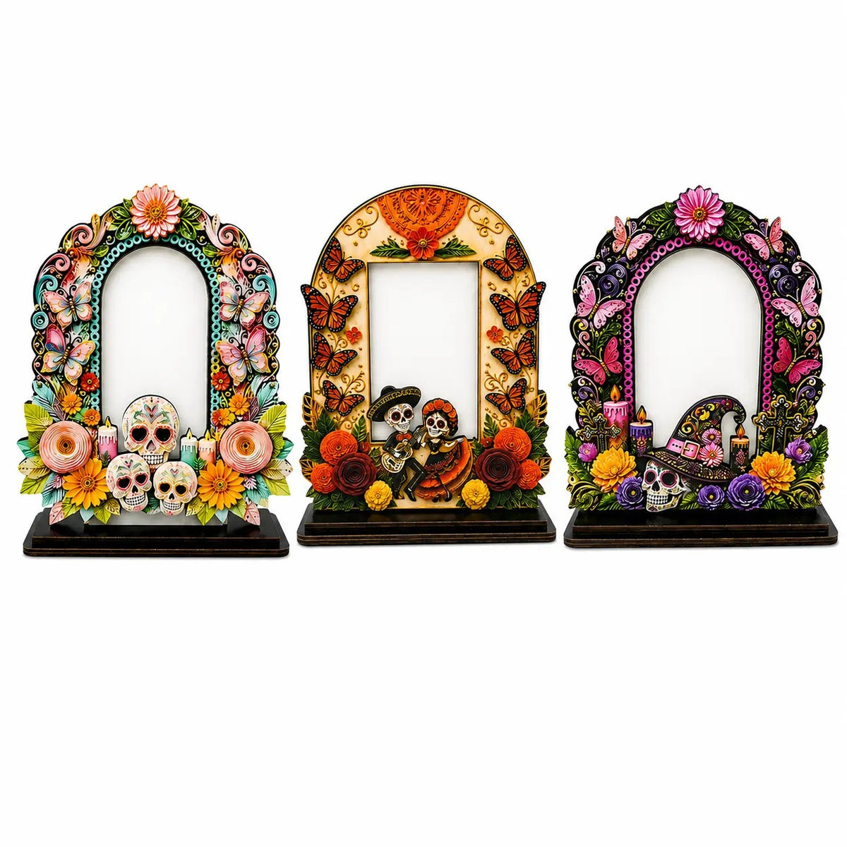 Sugar Skull Day of the Dead Wooden Photo Frame