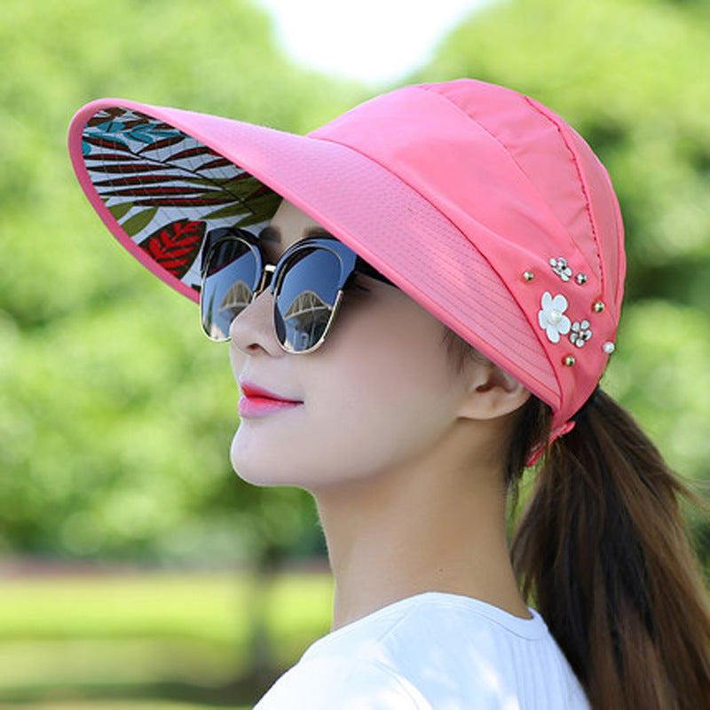 Women's Wide Brim Sun Hat — Foldable, Ponytail-Friendly, 10 Colors