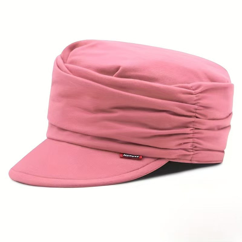 Womens Ruched Slouchy Newsboy Cap Soft Brimmed Beanie Hat