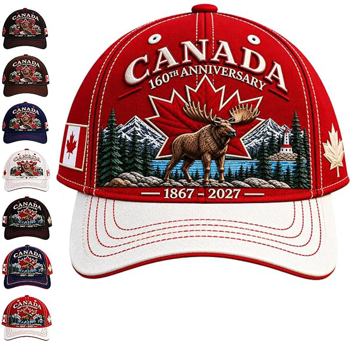 🇨🇦 2027 Canada 160th Anniversary Embroidered Baseball Cap | 1867–2027 Commemorative Hat