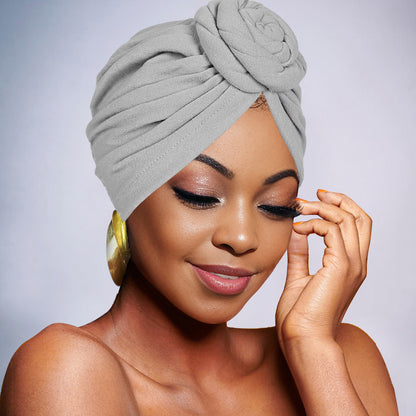 🌹 Pre-Tied Rosette Turban Cap | Effortless Headwrap Style