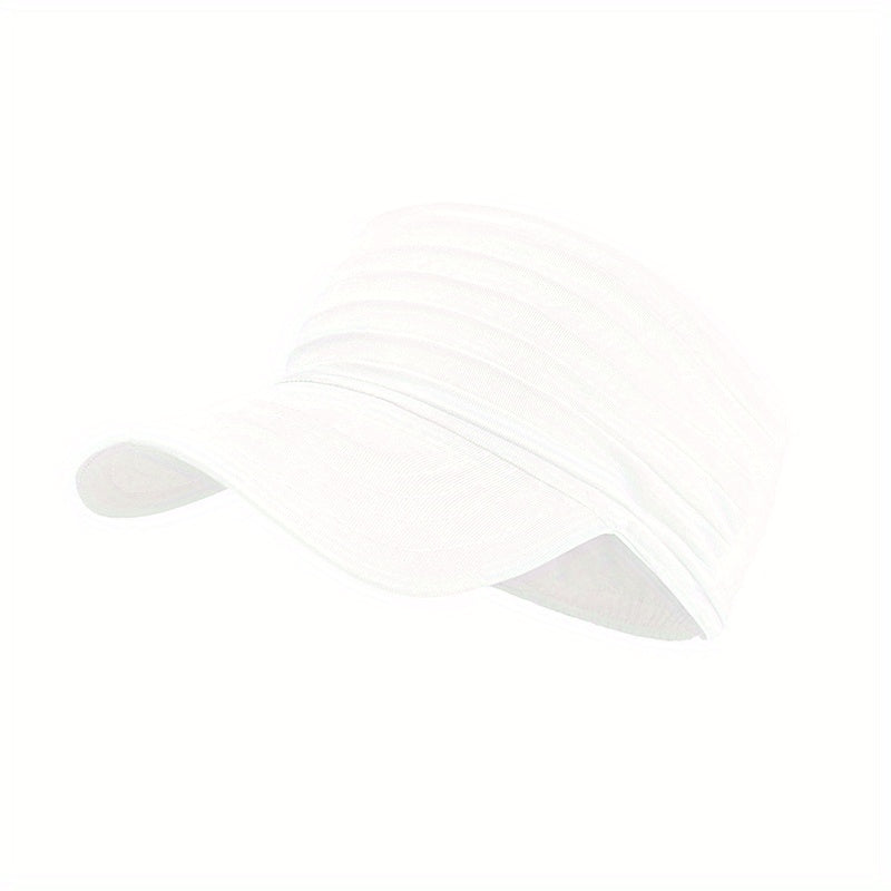 Open-Top Sports Visor Hat – Pleated Ponytail-Friendly Sun Visor