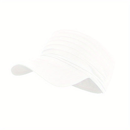 Open-Top Sports Visor Hat – Pleated Ponytail-Friendly Sun Visor