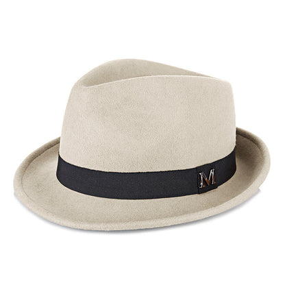Classic Short-Brim Trilby Hat — Premium Felt, Metal Accent, 10 Colors, Unisex