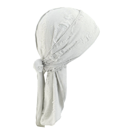 Retro Distressed Tie-Back Head Wrap – Vintage Ripped Long Tail Headscarf