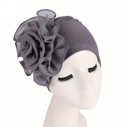 Women's 3D Floral Turban Hat – Elegant Head Cover