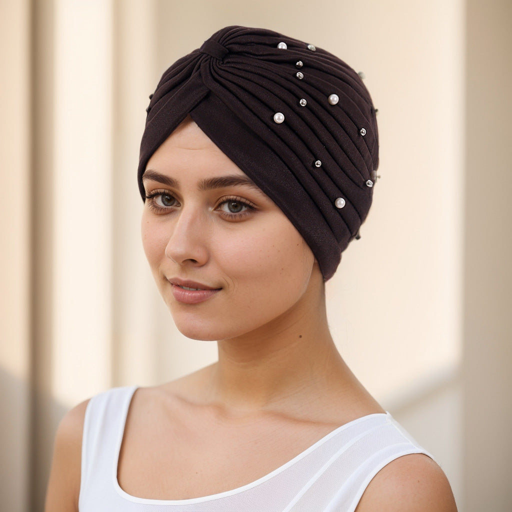 Pearl Pleated Pre-Tied Turban Hat — 8 Colors