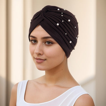 Pearl Pleated Pre-Tied Turban Hat — 8 Colors