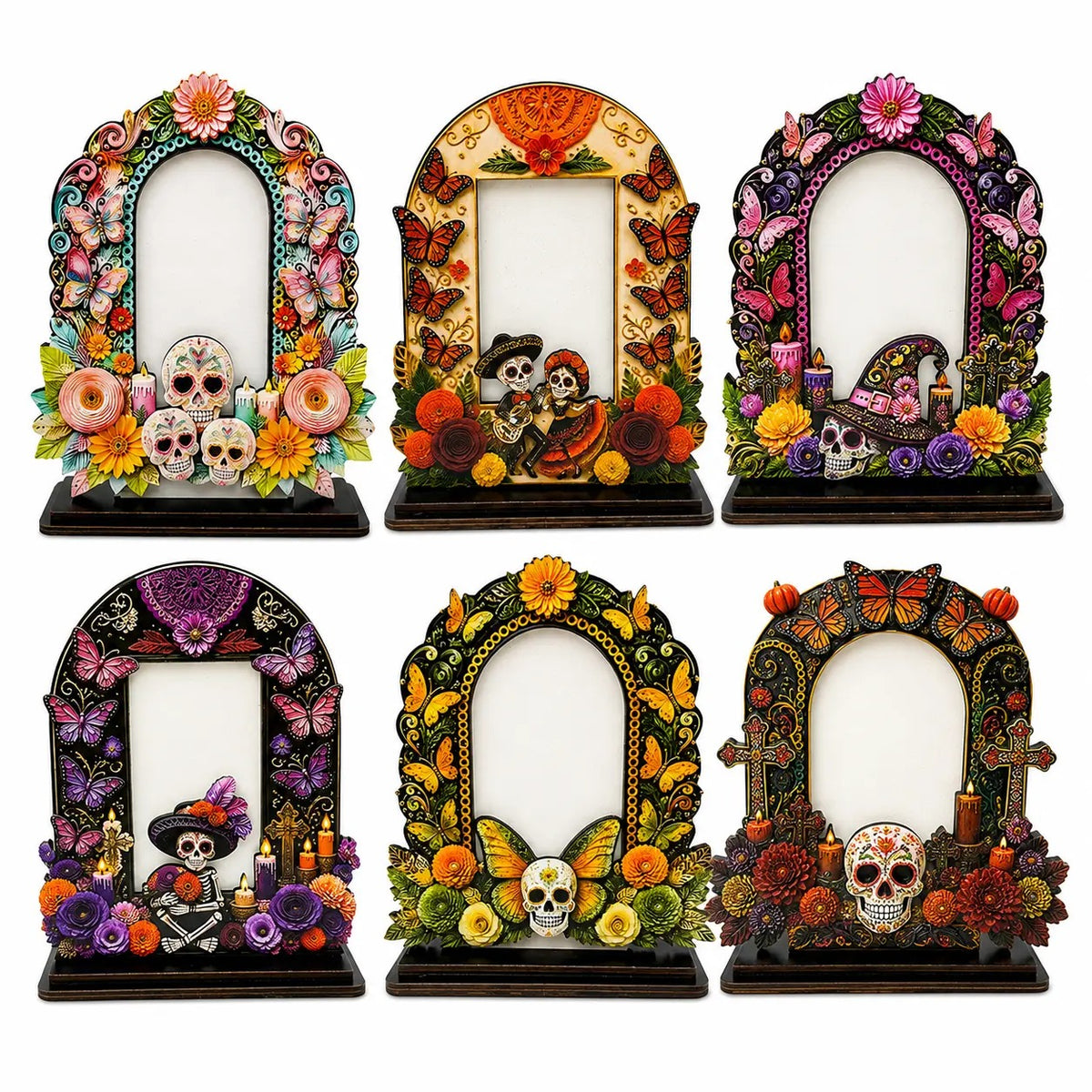 Sugar Skull Day of the Dead Wooden Photo Frame