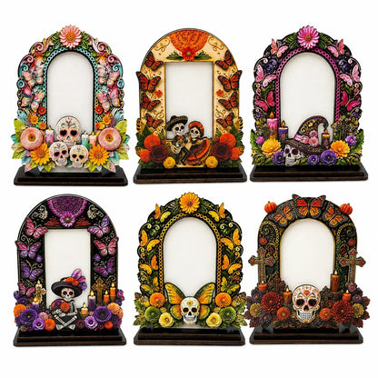 Sugar Skull Day of the Dead Wooden Photo Frame