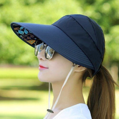 Women's Wide Brim Sun Hat — Foldable, Ponytail-Friendly, 10 Colors