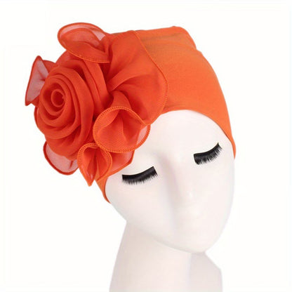 Women's 3D Floral Turban Hat – Elegant Head Cover