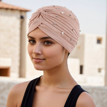 Pearl Pleated Pre-Tied Turban Hat — 8 Colors