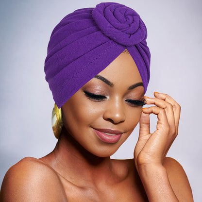 🌹 Pre-Tied Rosette Turban Cap | Effortless Headwrap Style