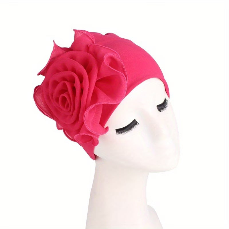 Women's 3D Floral Turban Hat – Elegant Head Cover