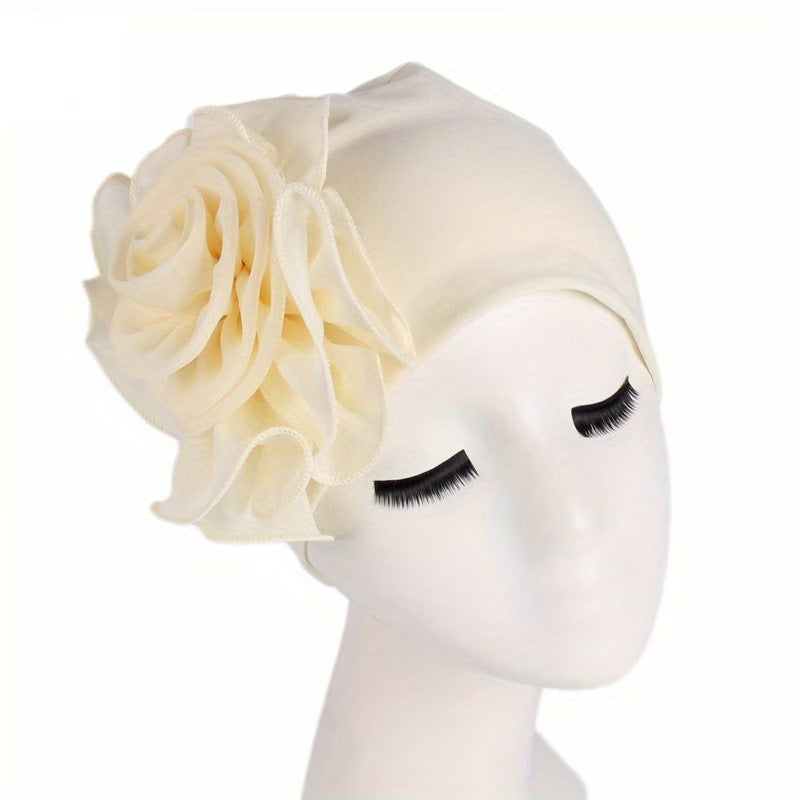 Women's 3D Floral Turban Hat – Elegant Head Cover