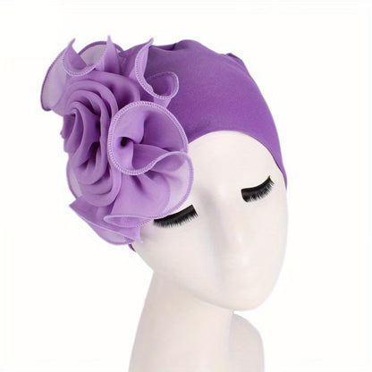 Women's 3D Floral Turban Hat – Elegant Head Cover