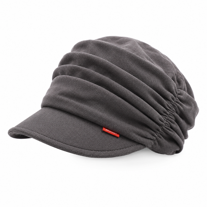 Womens Ruched Slouchy Newsboy Cap Soft Brimmed Beanie Hat