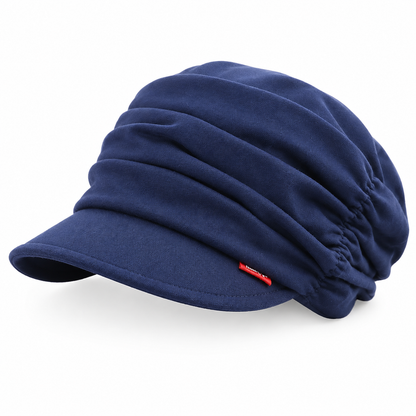 Womens Ruched Slouchy Newsboy Cap Soft Brimmed Beanie Hat