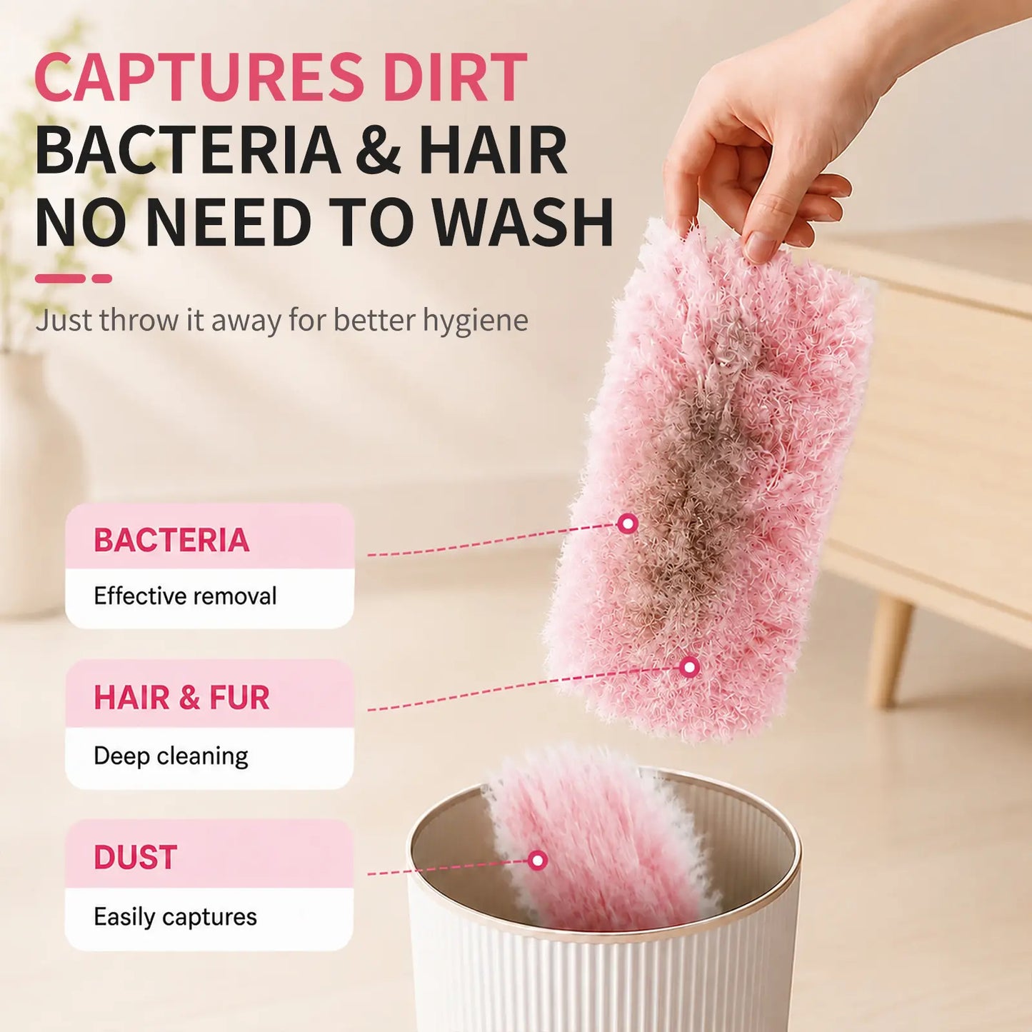 7.4ft Extendable Disposable Duster, 360° Bendable Y-Head Non-Woven Dust Brush, Anti-Twist Telescopic Handle for Ceiling Fan, Air Vents & Pet Hair