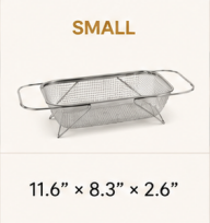 💛 Your Handy Kitchen Helper! 🥬 Expandable Over‑Sink Stainless Steel Colander Basket, Easy Fruit & Vegetable Washing for Family Daily Use 🍓