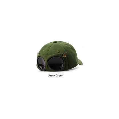 Aviator Goggle Cap – 2-Way Style Baseball Cap with Detachable Goggles