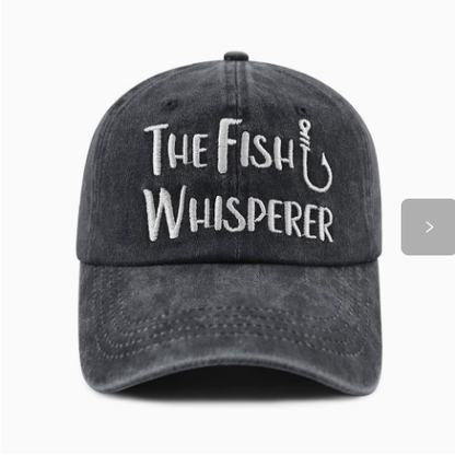 The Fish Whisperer Embroidered Fishing Cap – Vintage Washed Baseball Hat