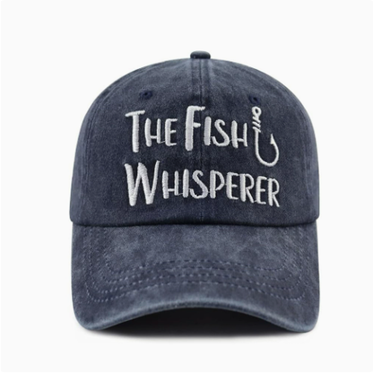 The Fish Whisperer Embroidered Fishing Cap – Vintage Washed Baseball Hat