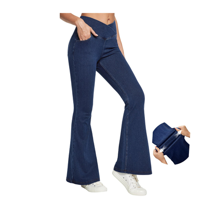 Crossover Waist Stretch Flare Jeans