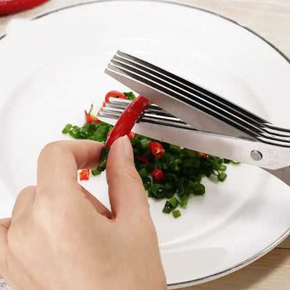 Multi-Layer Stainless Steel Kitchen Scissors, Quick-Cut Food Shears for Vegetables and Seasonings