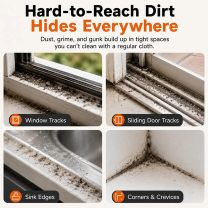 2-in-1 Window Track Cleaner – Built-In Scraper & Washable Deep-Cleaning Pad