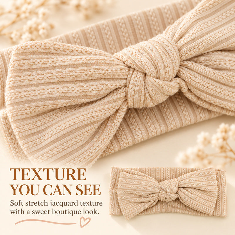 🎀 Baby Bow Knot Headband | Stretchy Ribbed Hair Band