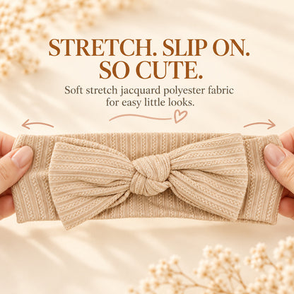 🎀 Baby Bow Knot Headband | Stretchy Ribbed Hair Band