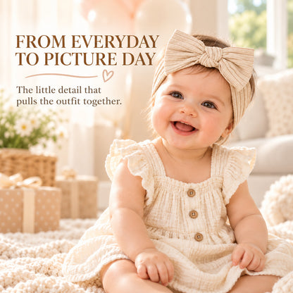 🎀 Baby Bow Knot Headband | Stretchy Ribbed Hair Band